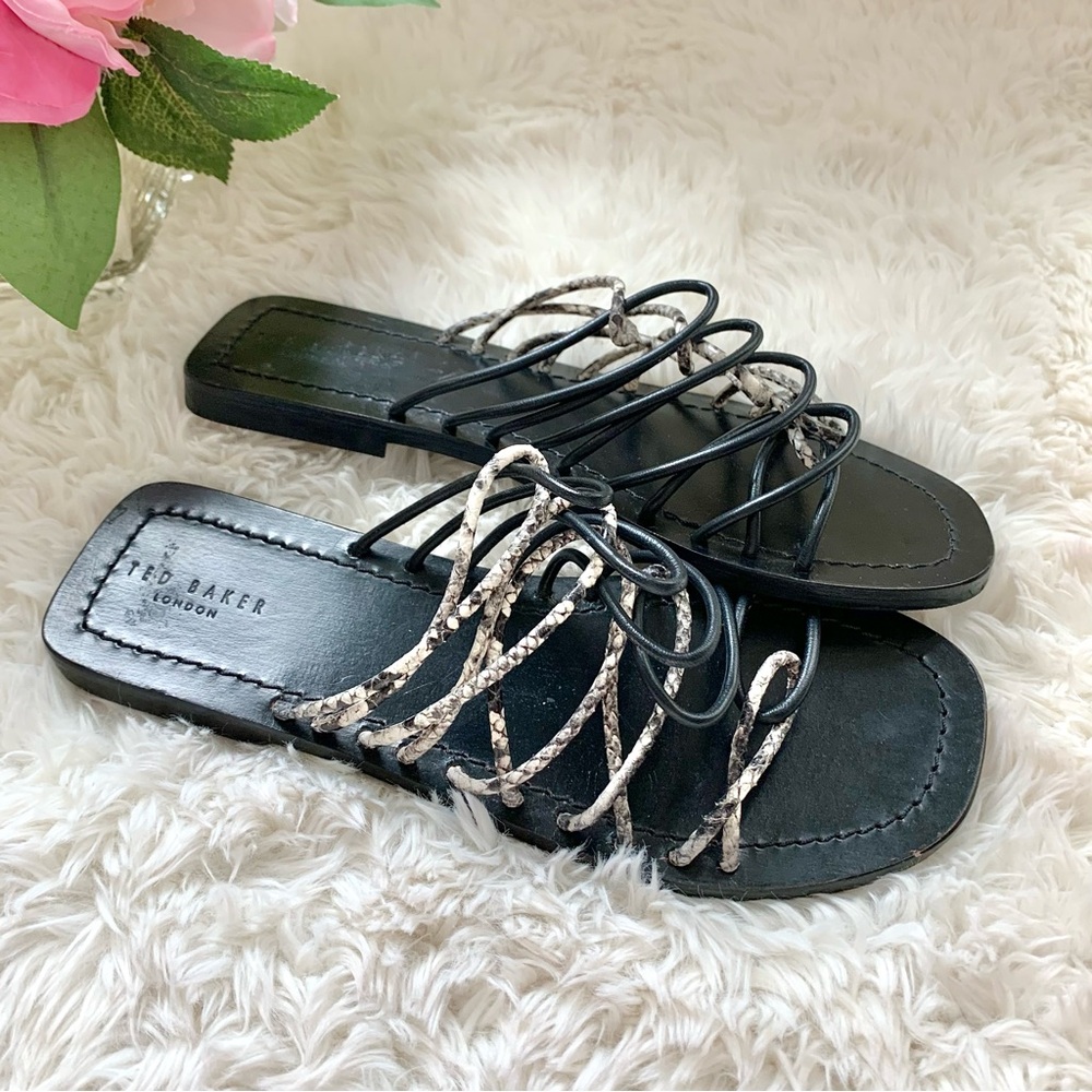 NEW Ted Baker Teppo Snakeskin Leather Slide Sandals 38.5